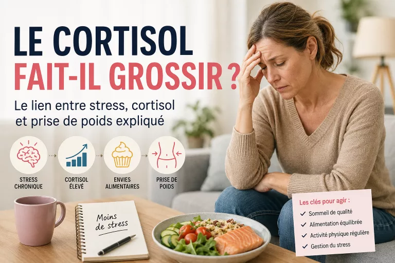 Femme stressée illustrant le lien entre cortisol, stress et prise de poids